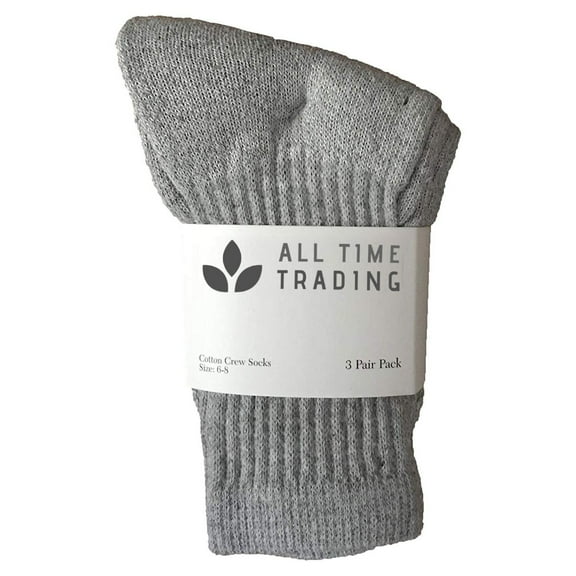 SOCKS'NBULK 12 Pack Kids Wholesale Winter Unisex Cotton Crew Socks - Gray Crew Socks For Kids - 6-8 - 12 Pack