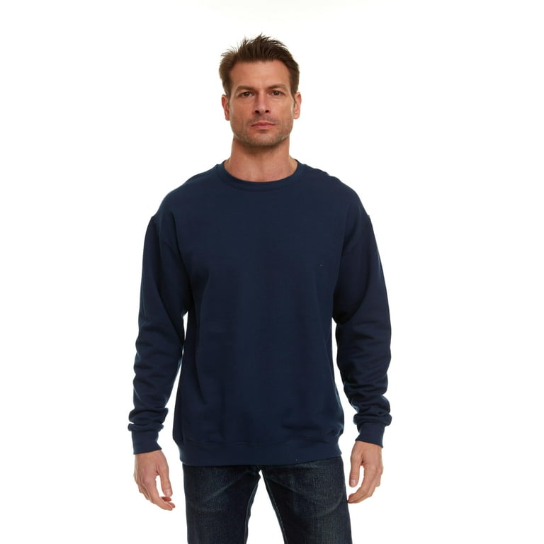 SOCKS NBULK 12 Pack Mens Adult Crewneck Fleece Lined Pullover Sweatshirt Bulk Navy Color Wholesale Multipack Donation for Homeless Large Walmart