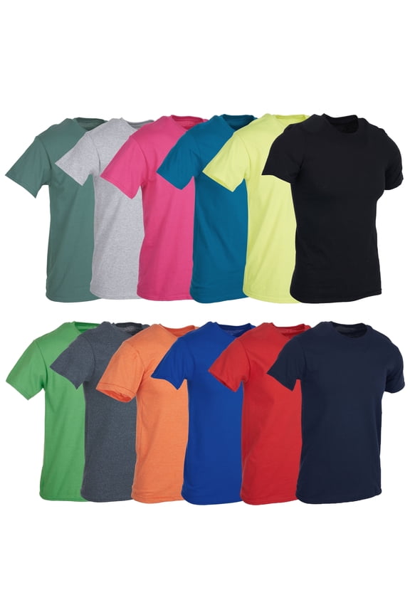 12 Pack Mens Cotton Crew Neck Regular T-Shirts Bulk Short Sleeve Lightweight Tees Mix Colors, Size (Mix Color, X-Large)