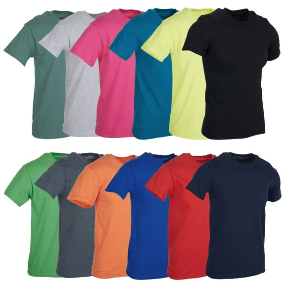 SOCKS'NBULK 12 Pack Mens Cotton Crew Neck Regular T-Shirts Bulk Short Sleeve Lightweight Tees Mix Colors