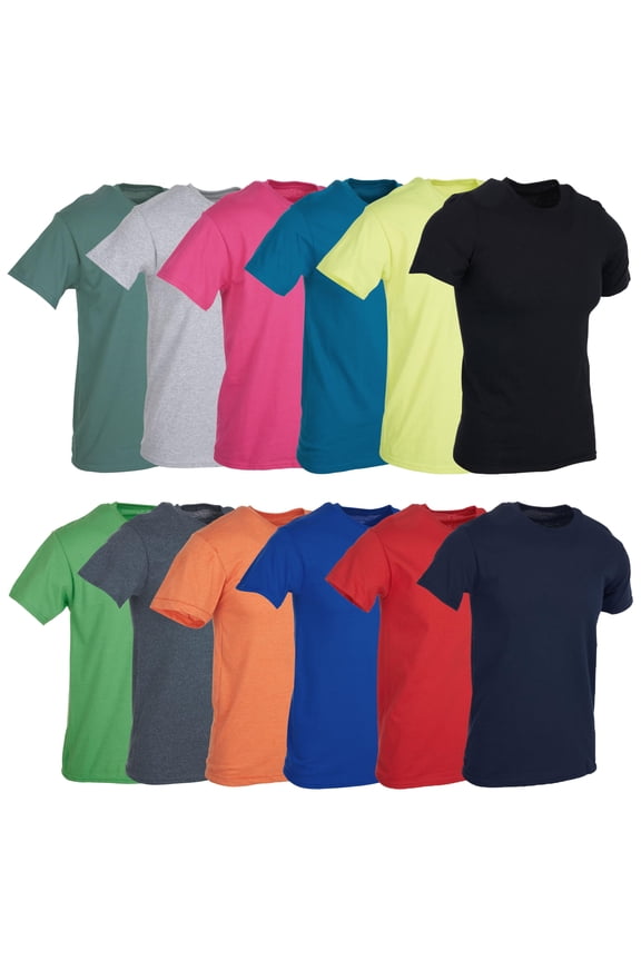 12 Pack Mens Crew Neck Tees Soft Cotton Short Sleeve Casual T-Shirts Mix Colors Lightweight Bulk Pack (Mix Color B, 3X-Large)