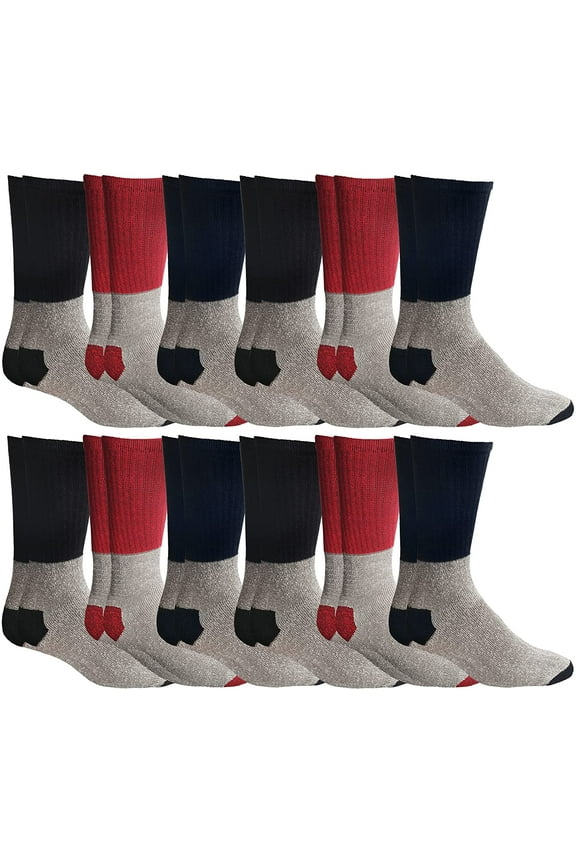 12 Pack Mens Thermal Crew Socks, Cold Resistant Crew Socks (12 Pack Crew (Mens) 10-13)