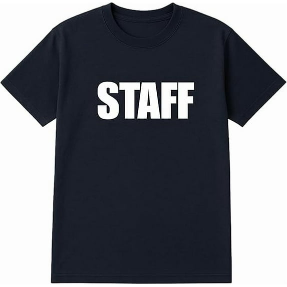 SOCKS'NBULK 12-Pack Navy Staff T-Shirt Size L – Cotton Blend Printed in USA for Work or Events