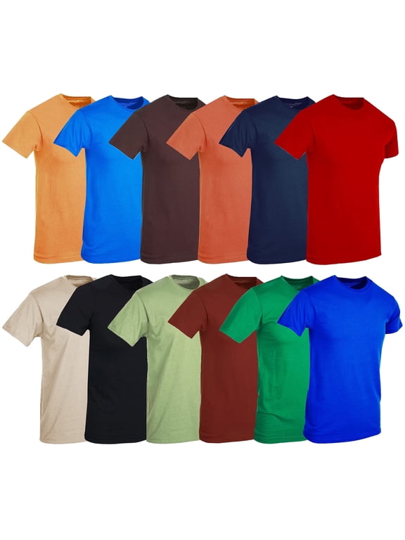 12 Pack Plus Size Men Cotton T-Shirt Bulk Big Tall Short Sleeve Lightweight Tees (12 Pack Assorted B, 2X-Large)