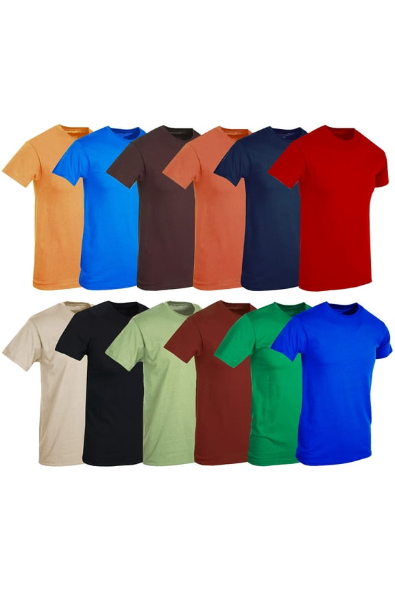 12 Pack Plus Size Men Cotton T-Shirt Bulk Big Tall Short Sleeve Lightweight Tees (12 Pack Assorted B, 3X-Large)
