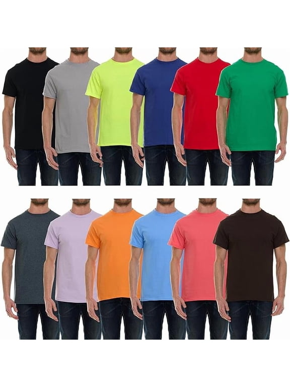 12 Pack Plus Size Men Cotton T-Shirt Bulk Big Tall Short Sleeve Lightweight Tees (12 Pack Assorted, Medium)