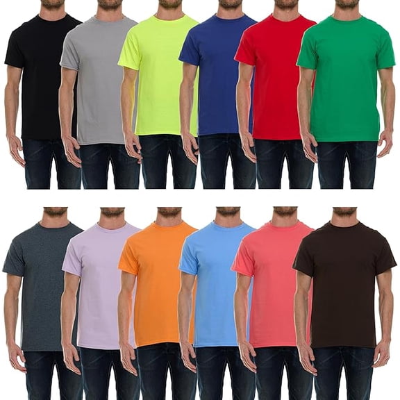 SOCKS'NBULK 12 Pack Plus Size Men Cotton T-Shirt Bulk Big Tall Short Sleeve Lightweight Tees (12 Pack Assorted, X-Large)