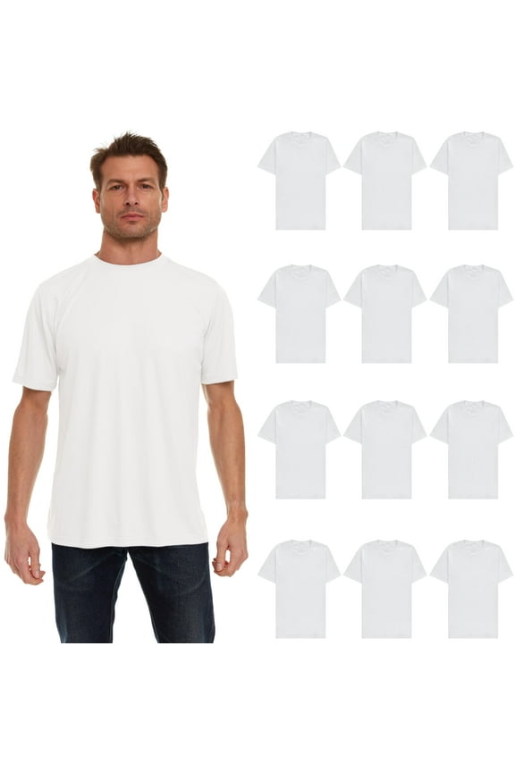 12 Pack Plus Size Men Cotton T-Shirt Bulk Big Tall Short Sleeve Lightweight Tees (6X-Large, 12 Pack Solid White)