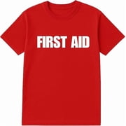 SOCKSNBULK 12-Pack Red First Aid T-Shirt Size XL   Cotton Blend Printed in USA for Medical Teams