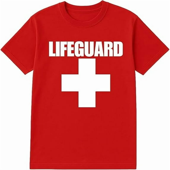 SOCKS'NBULK 12-Pack Red Lifeguard T-Shirt Size S – Cotton Blend Printed in USA for Beach or Pool Staff