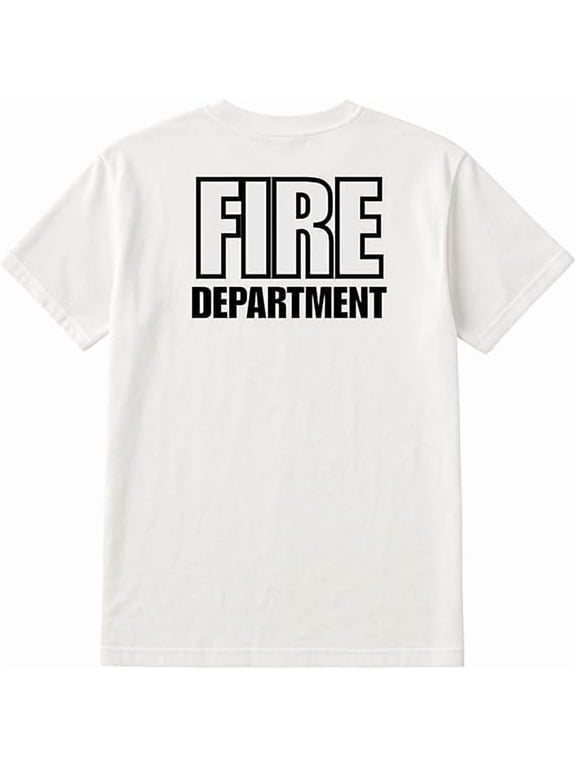 12-Pack White Fire Dept. T-Shirt Size M – Cotton Blend Printed in USA for Firefighters & Crew