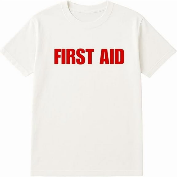SOCKS'NBULK 12-Pack White First Aid T-Shirt Size XL – Cotton Blend Printed in USA for Medical Teams