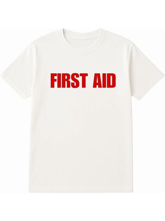 12-Pack White First Aid T-Shirt Size XL – Cotton Blend Printed in USA for Medical Teams