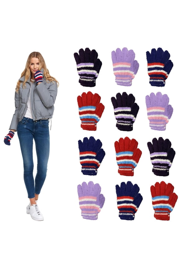 12 Pack Winter Beanies & Gloves For Men & Women, Warm Thermal Cold Resistant