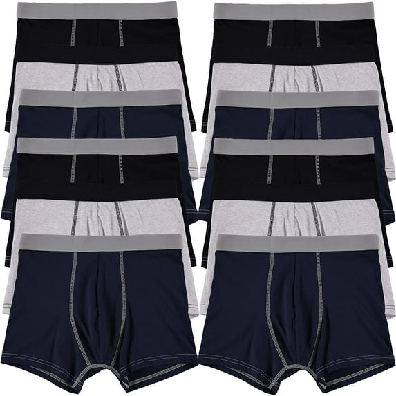 SOCKS'NBULK 12 Pack of Mens Boxer Briefs Underwear Bulk, 100% Cotton, Soft, Comfortable, Assorted Colorful Brief