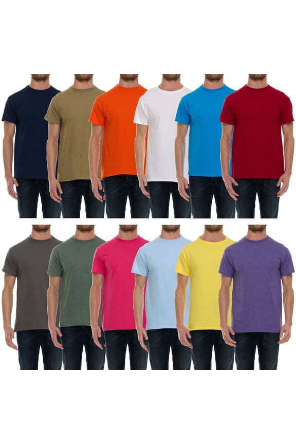 12 Pack Mens Cotton Crew Neck Short Sleeve T-Shirts Mix Colors Bulk (Medium)