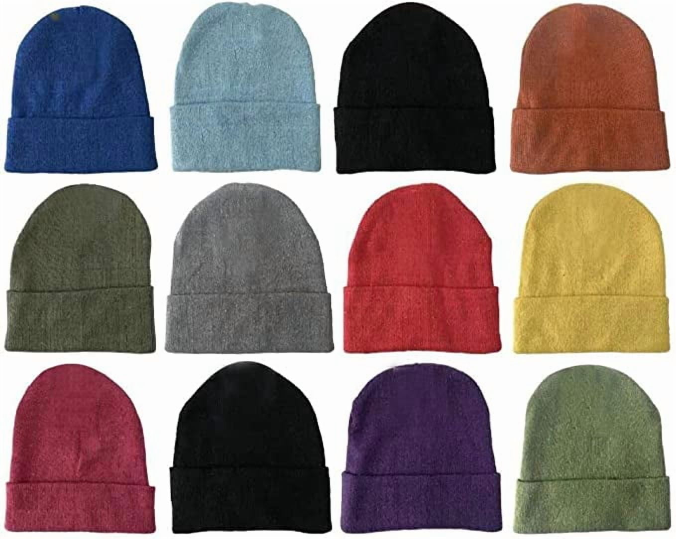 SOCKS'NBULK 12 Pack of Unisex Winter Beanie Hats Colorful Bulk, Wholesale Winter Hat Beanies