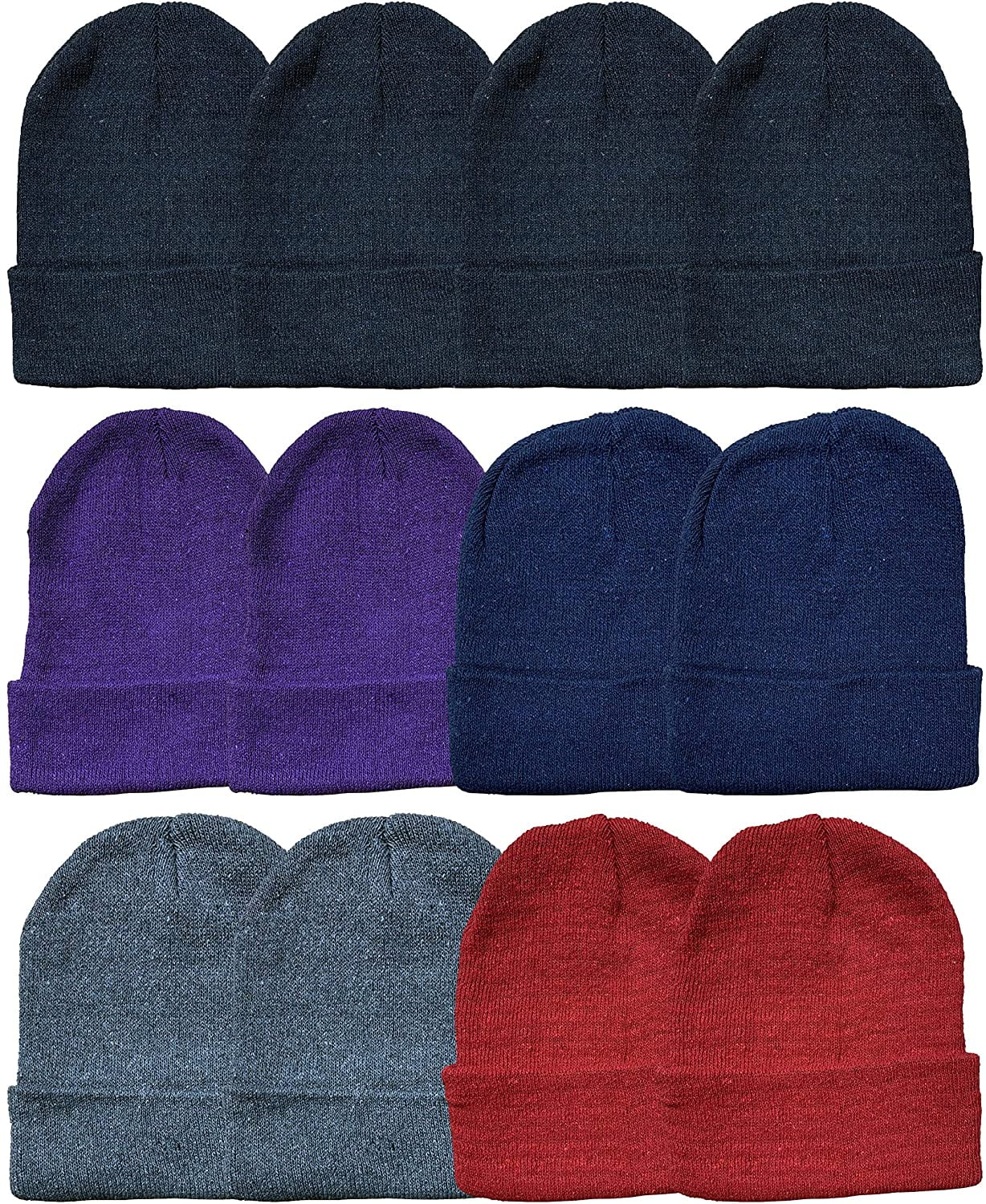 SOCKS'NBULK 12 Pack of Winter Beanie Hats Bulk for Men Women Kids, Wholesale Winter Hat Beanies