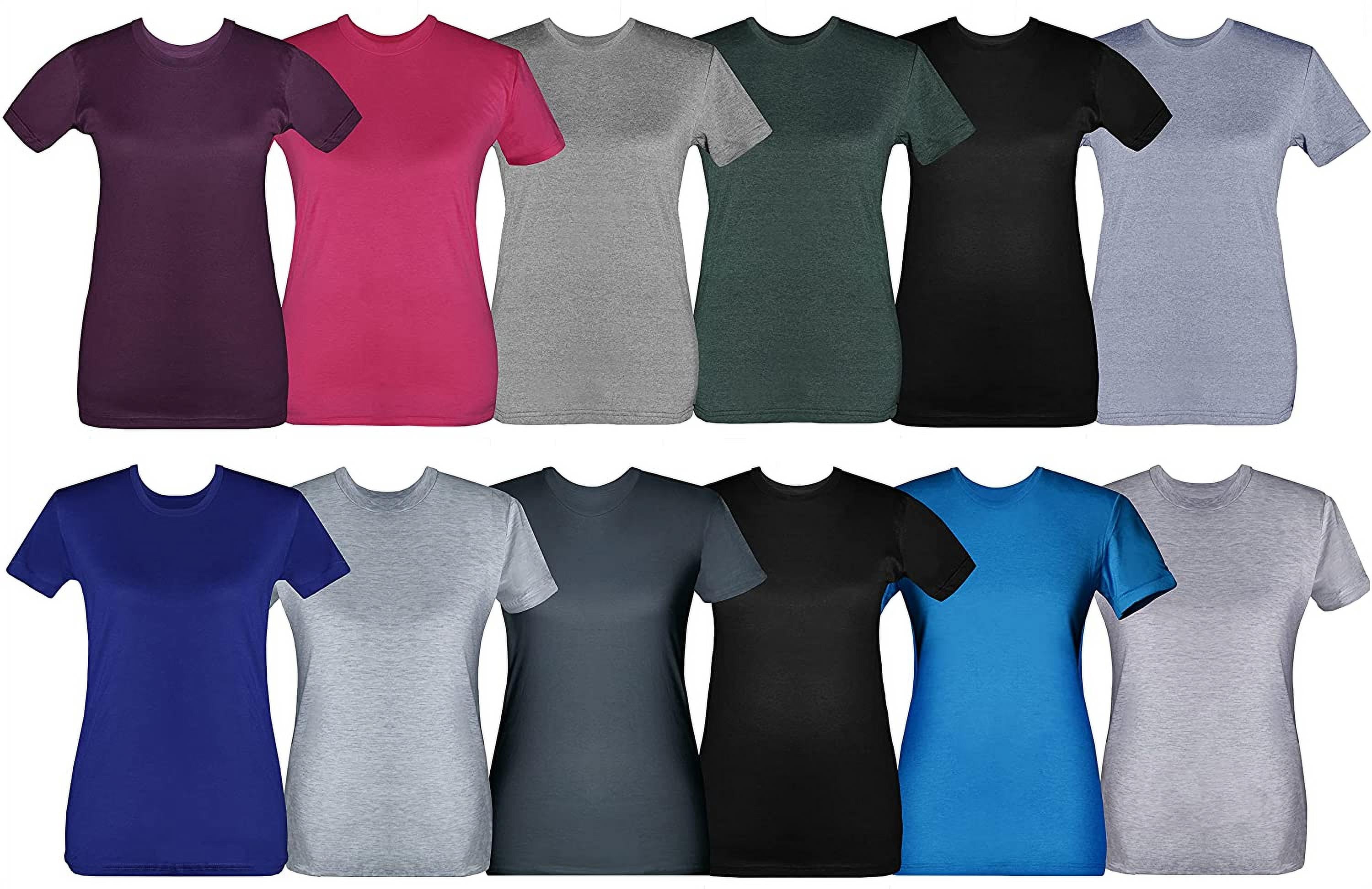 SOCKS'NBULK 12 Pack of Womens in Bulk, Cotton Crew Neck Short Sleeve T-Shirts Tees Mix Colors Bulk (12 Mix T-Shirt, - Walmart.com