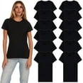 thumbnail image 1 of SOCKS'NBULK 12 Pack of Womens T-Shirts in Bulk, Cotton Blend Crew Neck Scoop Short Sleeve Tees Black Colors Bulk, 1 of 6