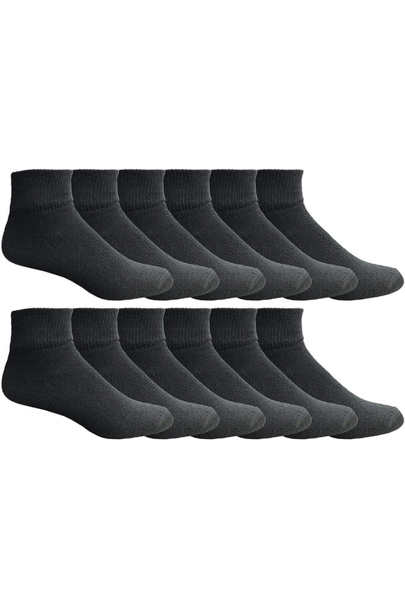 12 Pairs Kids Ankle Wholesale Bulk Pack Athletic Sports Socks, Kids 6-8 (Shoe size 4-7.5)