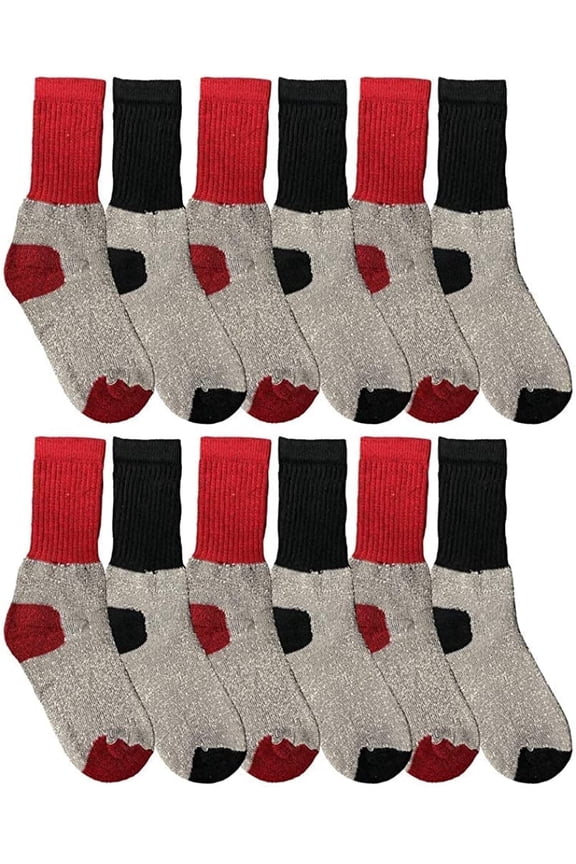 12 Pairs Kids Thermal Winter Socks, Cotton, Boys Girls Winter Crew Socks