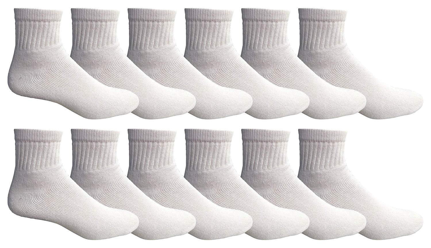 SOCKS'NBULK 12 Pairs Men's Ankle Socks, Athletic Sports Running Socks, Quarter Length (White)