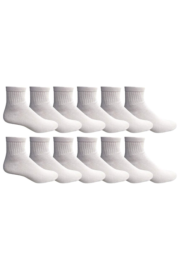 12 Pairs Men's Ankle Socks, Athletic Sports Running Socks, Quarter Length (White)