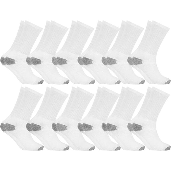 SOCKS'NBULK 12 Pairs Mens Lightweight Cotton Crew Socks Bulk, Homeless Donation Cheap, Wholesale Socks
