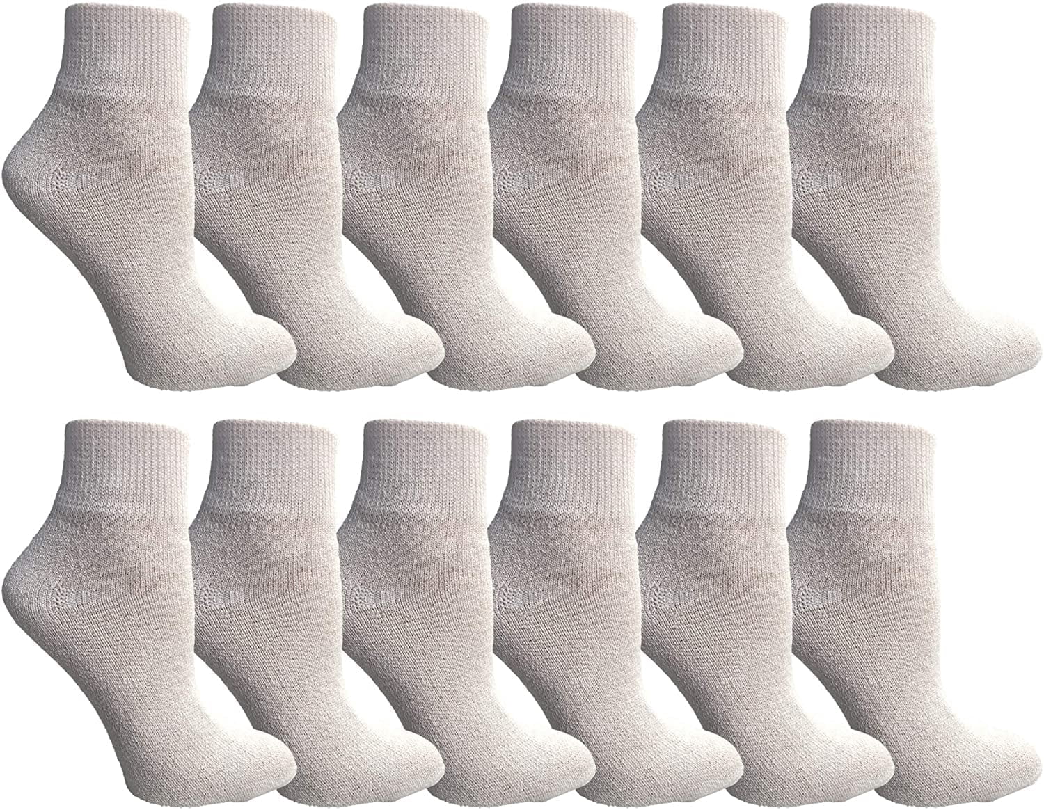 SOCKS'NBULK 12 Pairs Of White Athletic Sports Ankle Socks for Ladies, Size 9-11
