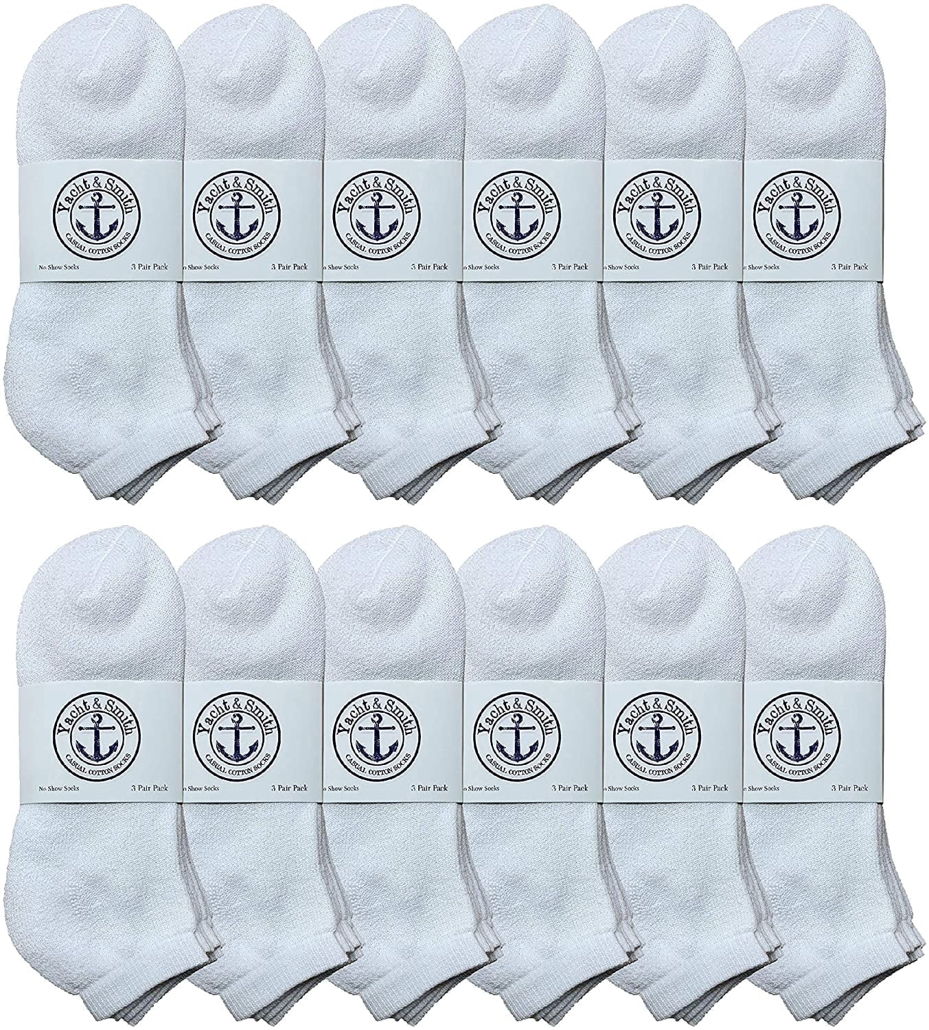 SOCKS'NBULK 12 Pairs of Boys Youth No Show Ankle Cotton Value Pack Children Socks (6-8, White)