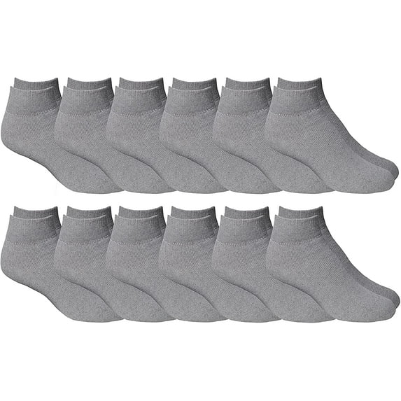 12 Pairs of Cheap Lightweight Low Cut Ankle Socks for Men, Black and White Bulk Sock Deal, Size 10-13