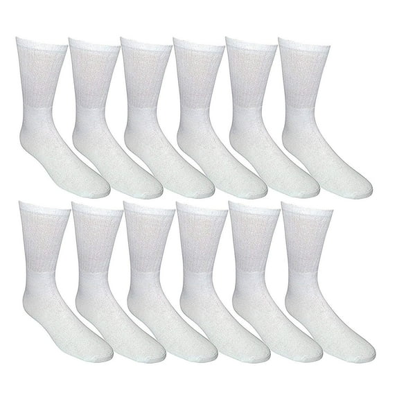SOCKS'NBULK 12 Pairs of Youth Girl Socks, Girls Crew Socks, Girls Athletic Socks (9-11, White)