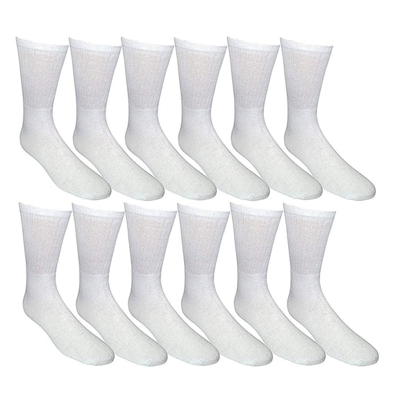 SOCKS'NBULK 12 Pairs of Youth Girl Socks, Girls Crew Socks, Girls Athletic Socks (9-11, White)