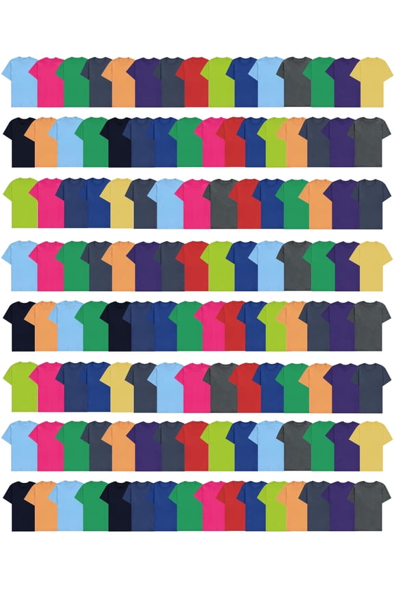 120 Pack Mens Cotton Crew Neck Short Sleeve T-Shirts Mix Colors Bulk Wholesale Tshirts Case