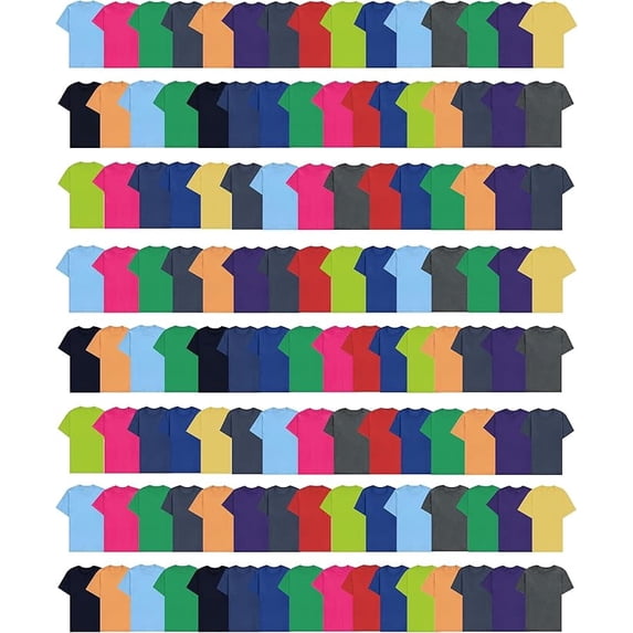 SOCKS'NBULK 120 Pack Mens Cotton Crew Neck Short Sleeve T-Shirts Mix Colors Bulk Wholesale Tshirts Case