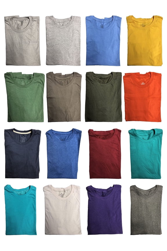 120 Pack Mens Cotton Crew Neck Short Sleeve T-Shirts Mix Colors Bulk Wholesale Tshirts Case