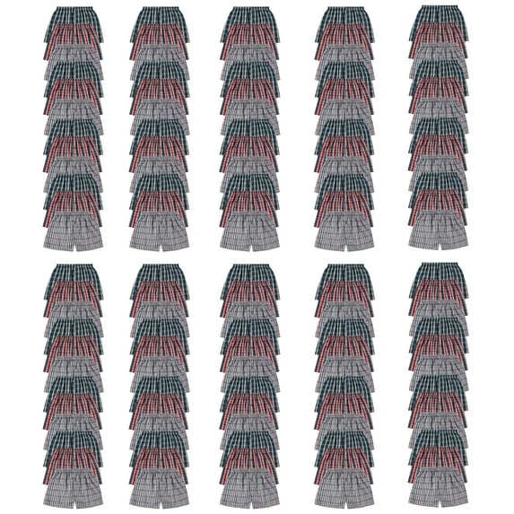 SOCKS'NBULK Wholesale Men's Tag Free Woven Boxer Shorts, Relaxed Fit, Underwear Bulk for Men, Donations Shelters Assorted Color Cases 120 Pack (Medium)