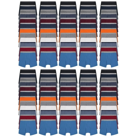 SOCKS'NBULK 120 Pack of Mens Boxer Briefs Wholesale, Colorful Cotton Mens Underwear in Bulk, Donating For Homeless Shelters, Charity, Up to 3XL