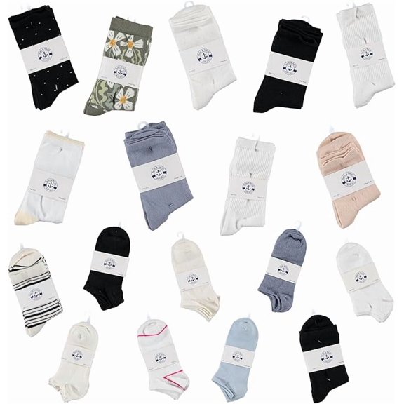 SOCKS'NBULK 120 Pairs Wholesale Sample Socks Womens, Crew and Ankle Socks - Mixed Assorted Random Colors Wholesale Lot Bulk, Great for Donating Shelters