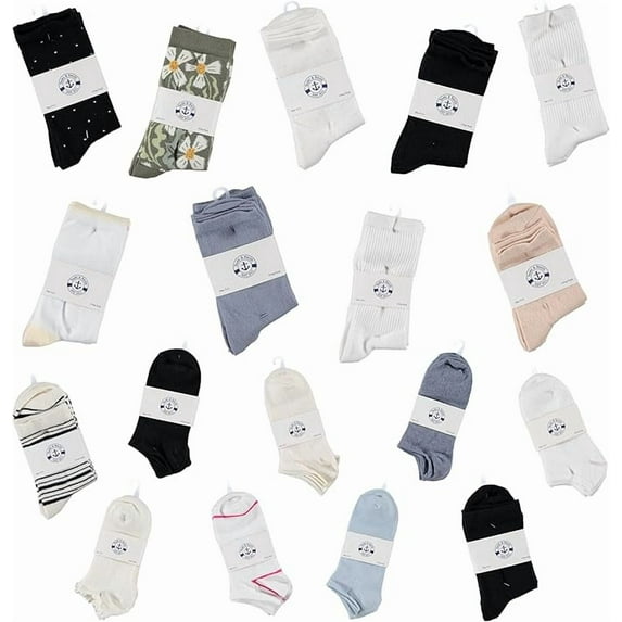SOCKS'NBULK 120 Pairs Wholesale Sample Socks Womens, Crew and Ankle Socks - Mixed Assorted Random Colors Wholesale Lot Bulk, Great for Donating Shelters