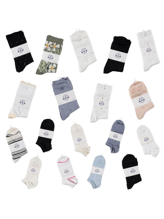 120 Pairs Wholesale Sample Socks Womens, Crew and Ankle Socks - Mixed Assorted Random Colors Wholesale Lot Bulk, Great for Donating Shelters