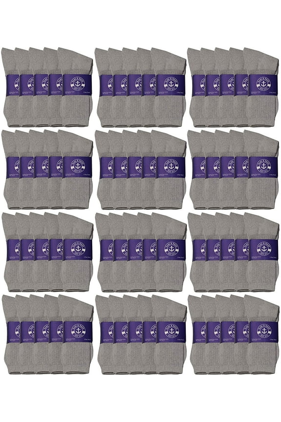 Value Mens Bulk Lightweight Cotton Crew Socks, Wholesale Homeless Donation, Size 10-13