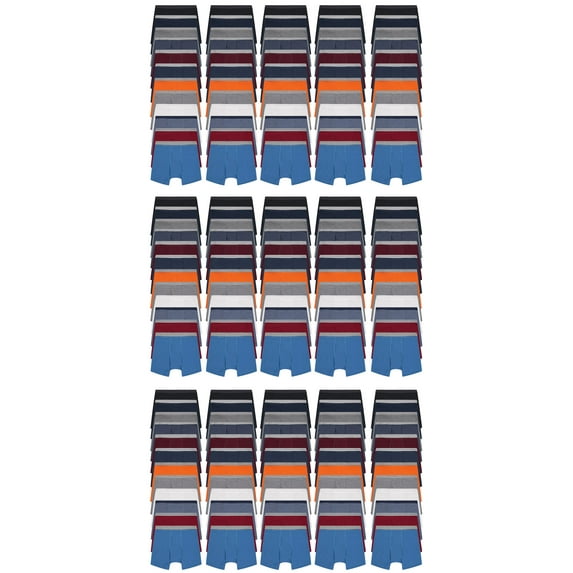 SOCKS'NBULK 180 Pack of Mens Boxer Briefs Wholesale, Colorful Cotton Mens Underwear in Bulk, Donating For Homeless Shelters, Charity, Up to 3XL