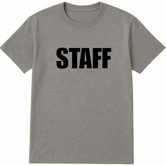 SOCKS'NBULK 24-Pack Gray Staff T-Shirt Size M – Cotton Blend Printed in USA for Work or Events