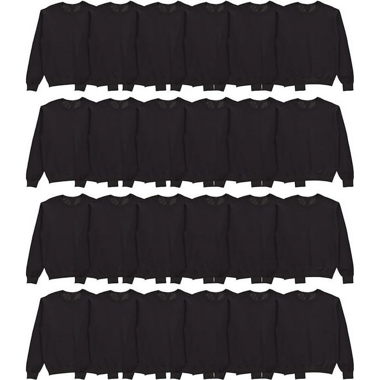 SOCKS NBULK 24 Pack Mens Adult Crewneck Fleece Lined Pullover Sweatshirt Bulk BLack Color Wholesale Multipack Donation for Homeless Walmart