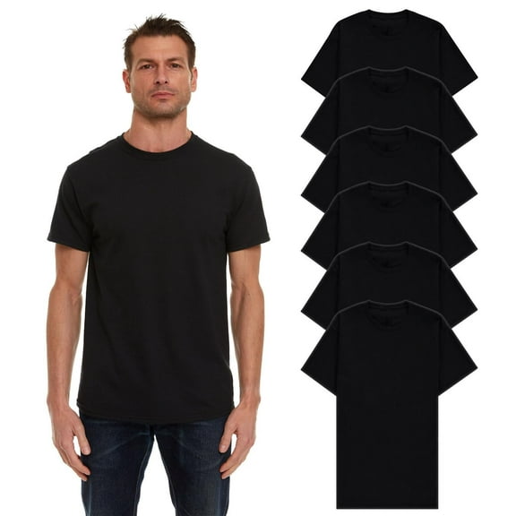 SOCKS'NBULK 24 Pack Mens Cotton Crew Neck Short Sleeve Casual T-Shirts Black Lightweight Bulk (Black, 4X-Large)