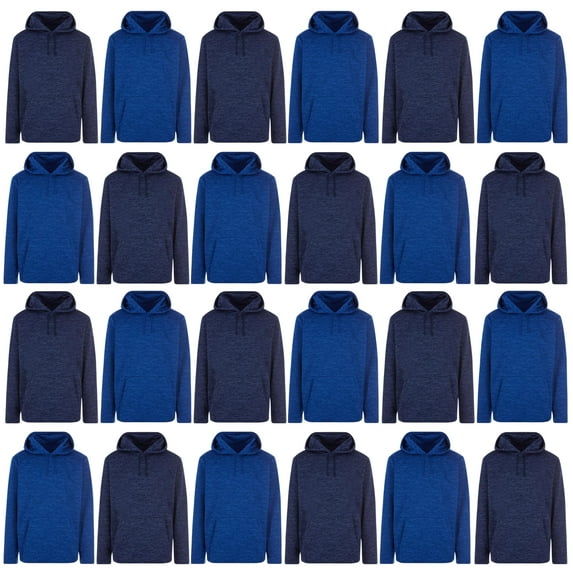 SOCKS'NBULK 24 Pack Wholesale Hoodie Sweatshirts, Men's Women's Unisex Hoodies Cotton Blend, Bulk Adults Sweatshirt, Homeless Donation (Marled Navy and Royal Blue, Medium)