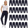thumbnail image 1 of SOCKS'NBULK 24 Pack of Wholesale Womens Jogger Sweatpants, Bulk Comfy Fleece-Lined Joggers with Ribbed Cuffs for Charities & Homeless Shelter Donations, Color Navy, Size Medium, 1 of 7
