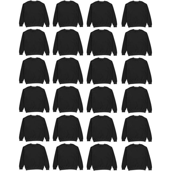 SOCKS'NBULK 24 Packs Of Mens Crewneck Sweatshirts in Bulk, Cotton, Wholesale Screenprinting Sweat Shirts For Men, Layer Shirt